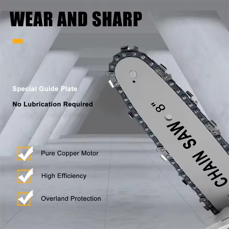 8 inch chainsaw blade or guide for lithium battery, portable electric pruning saw, rechargeable electric saws for carpentry pen gpt