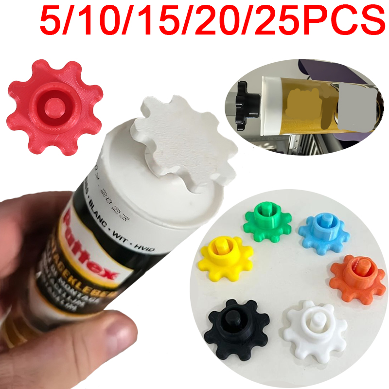 Flexible Gear-Style Tube Caps Durable Solid Color Plastic Prevents Glue Hardening Silicone Repair Outdoor Use 5/10/15/20/25 PCS