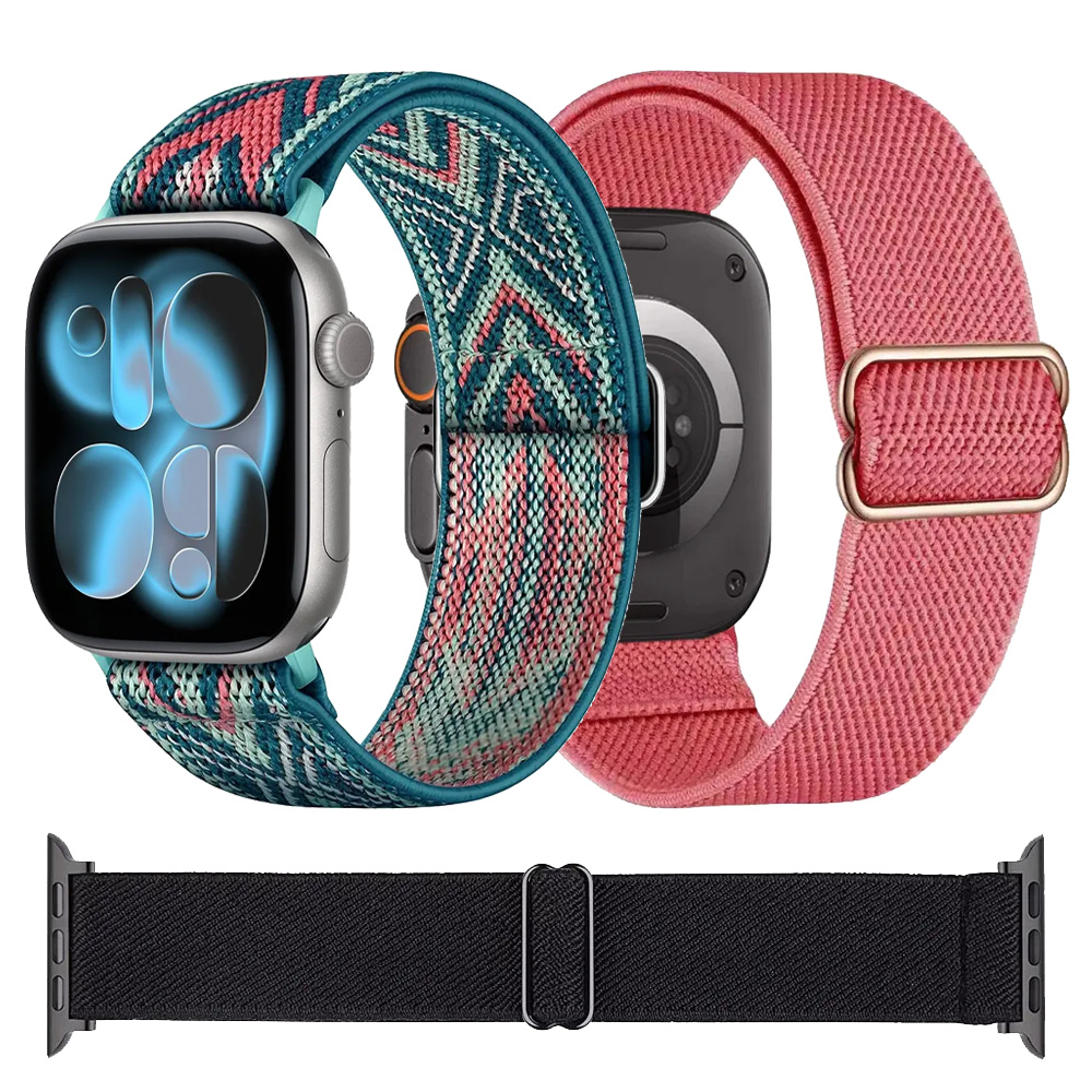 Elastic Nylon Sport Strap For Apple Watch Ultra 3/2/1 49mm 11 10 46mm 42mm Breathable Band iWatch 9 8 7 45/41mm 6 5 4 SE 44/40mm