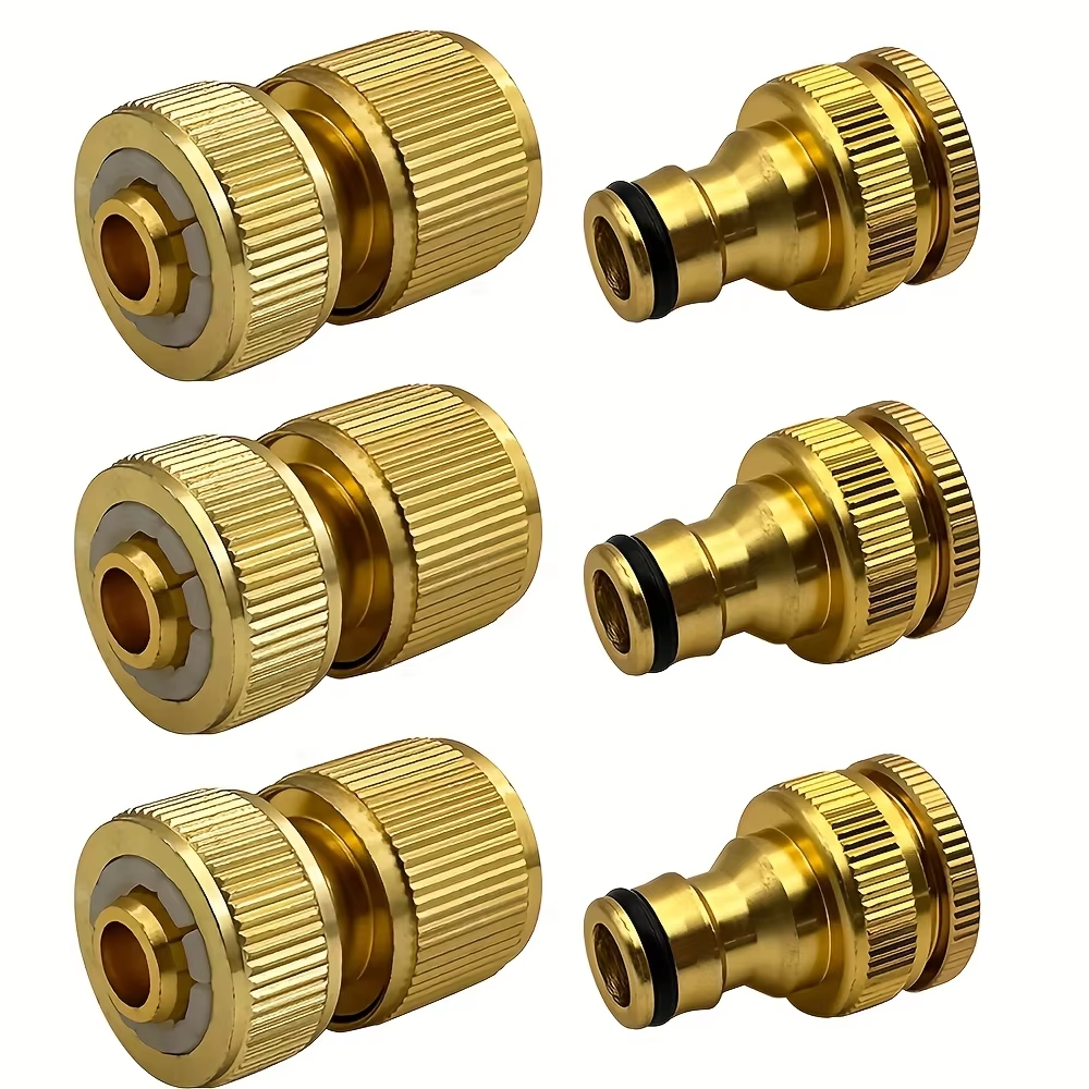 2/6Pcs Brass Garden Hose Quick Connector Set Fit 1/2" 3/4" Male Thread Faucet Sprinkler Nozzle for Yard Lawn Plant Watering