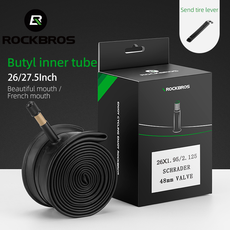 ROCKBROS Bike Inner Tube MTB Moutain Bicycle Inner Tube 26/27.5 inch1.95/2.125 48mm Valve Butyl Inner Tube Cycling Parts