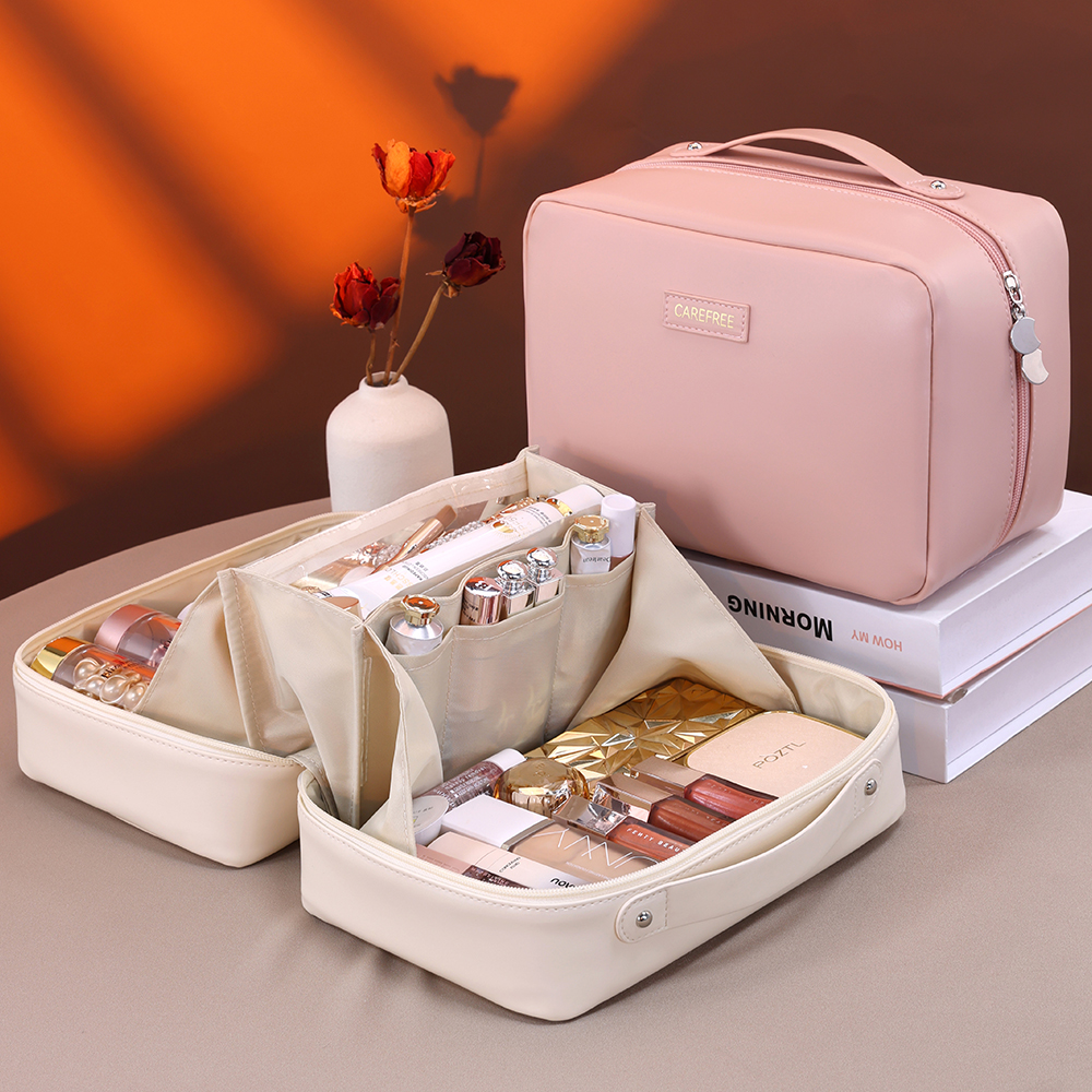 Simplicity PU Large Capacity Handbag Square Shape PU Leather Makeup Bag Cosmetic Bag