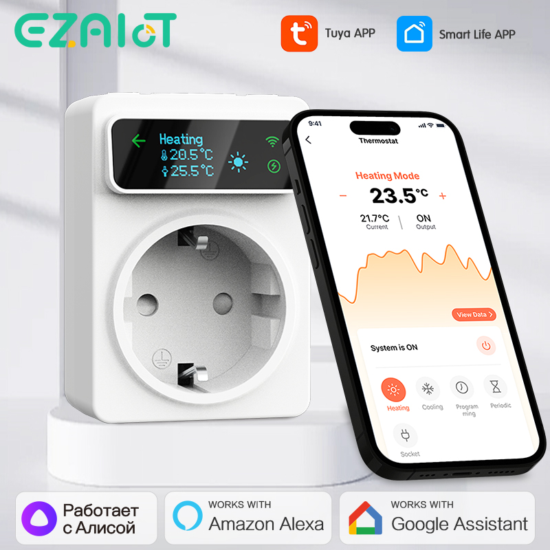 MOES WiFi Smart Thermostat Plug Tuya Digital Temperature Controller for Heating & Cooling Smart Life App