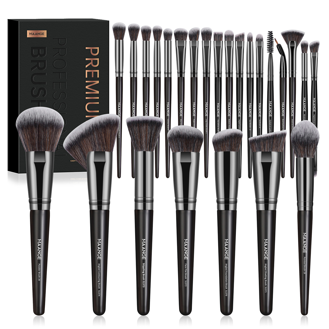 MAANGE 25Pcs Professional Gift Box Makeup Brushes Kit Face Eye Beauty Brushes for Foundation Conceal Eyeshadow Contour Brush Kit