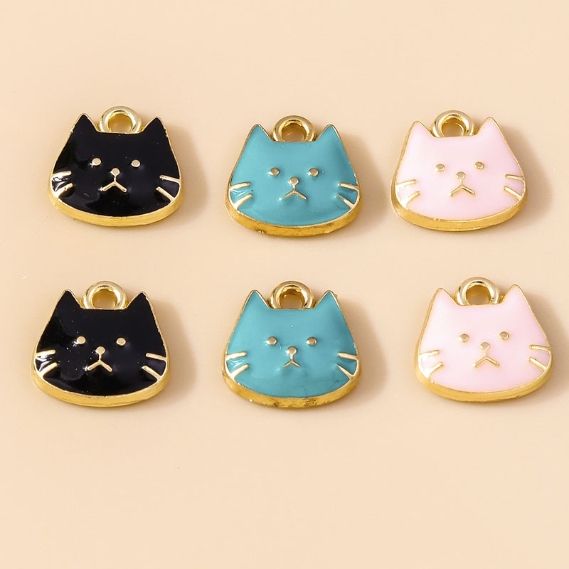 10pcs/lot Cute Enamel Lovely Mini Cat Charm Small Cats Pendant For Bracelet Necklace Handmade Jewelry Making DIY
