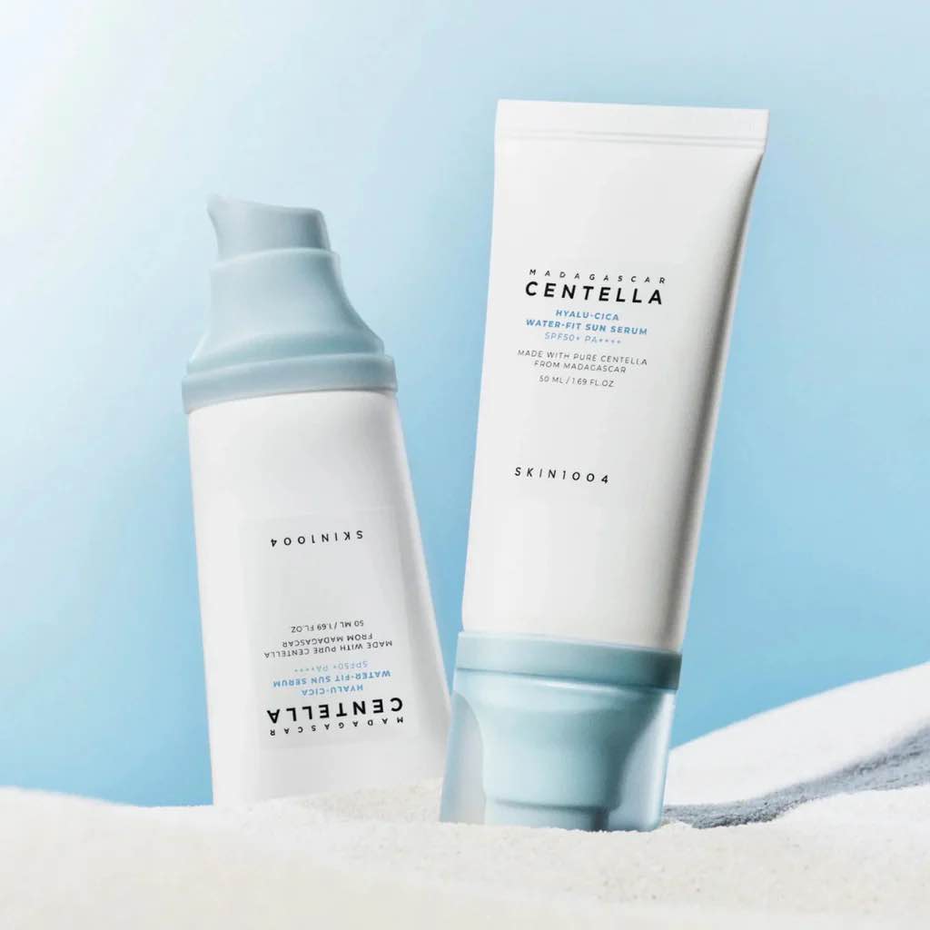 SKIN1004 Madagascar Centella Hyalu-Cica Water-Fit Sun Serum 50 ML SPF50+ PA++++ | Premium Hydrating UV Protection | Korean Glass Skin Sunblock