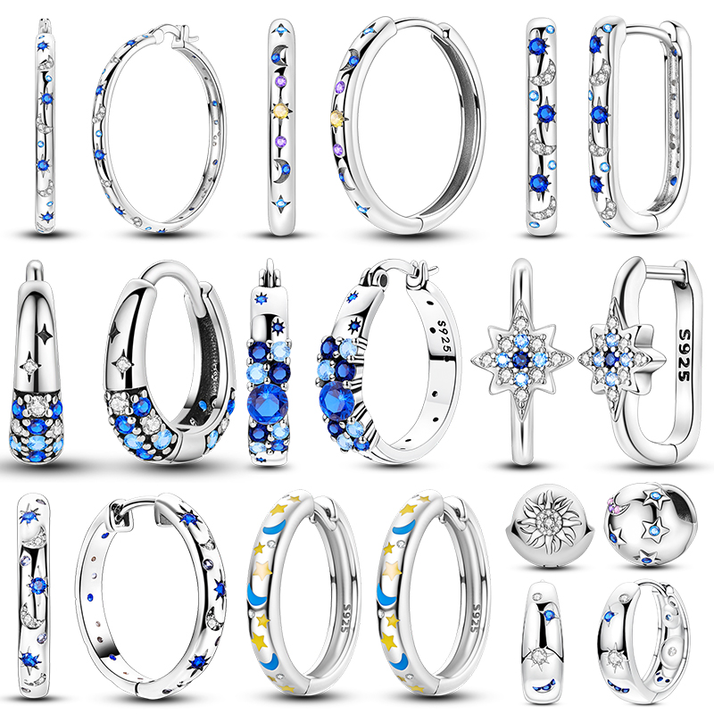 Sparkling Starry Zircon Secret Earrings Hoop Earring For Women Luxury DIY Jewelry Stars and Moon Multiple Styles Earrings