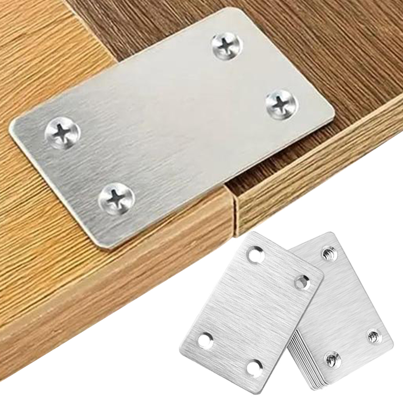 Stainless Steel Furniture Connector, Flat Sheet Straight Connection Plate, Multipurpose Fastener for Cabinet, Table & Chair