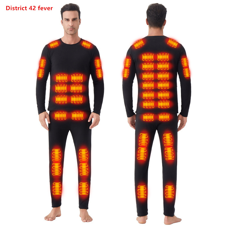 New Winter Unisex 42 Zone Heating And Warmth Base Two-Piece Set Middle-Aged And Elderly With Thickened Heating (No Power Bank)