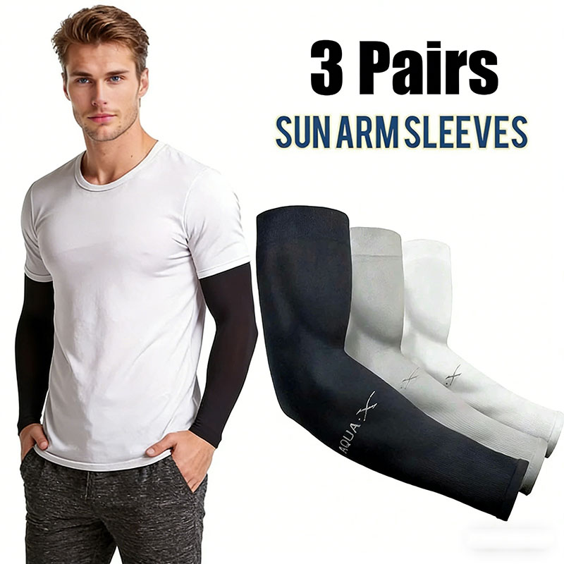 3Pairs Fashion UV Sunscreen Sleeves Unisex Summer Outdoor Sports Protection Cool High Elasticity Fishing Cycling Driving Sleeves