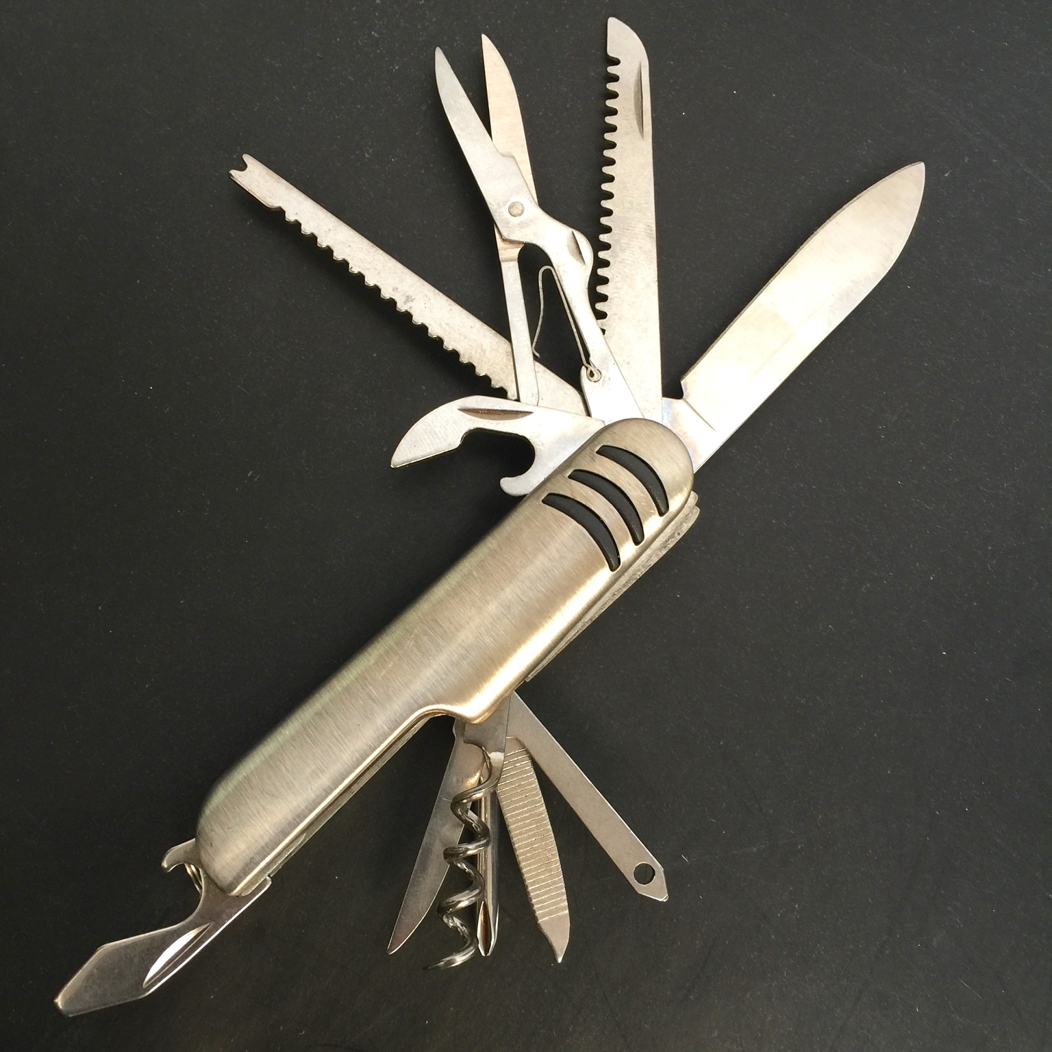Portable 11 in 1 Fold Pocket knife Carry Around Multifunction Outdoor Emergency Tools Stainless Steel Bottle Opener Cork Drill