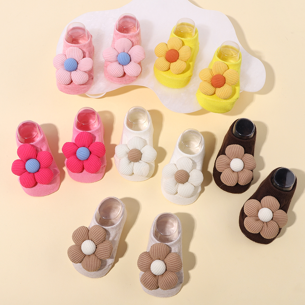 1 pair of baby's socks floral sweet Anti slip letter socks cute cartoon breathable socks for 0-1Y newborn babe girl accessories