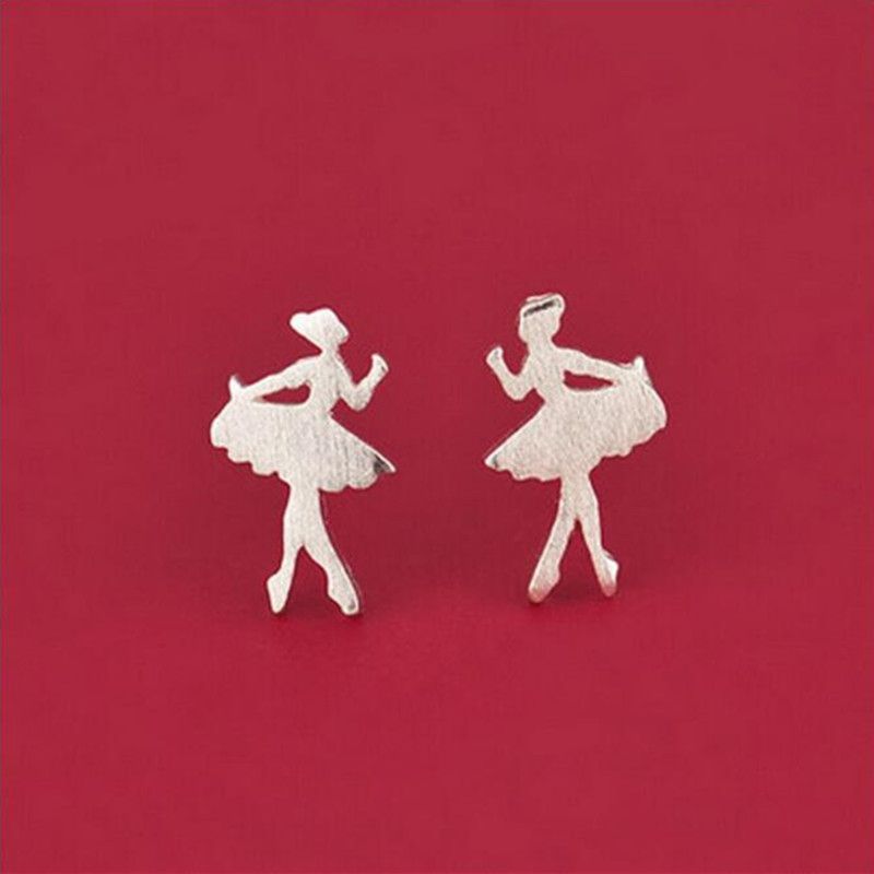 Fashion Creative 925 Sterling Silver Ballet Dancer Earrings Accessories for Women E055