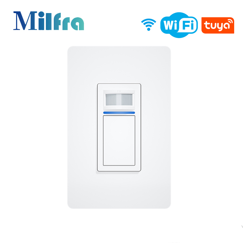Milfra Tuya WiFi PIR Motion Sensor Smart Home Human Body Infrared Detector 100-120V Movement Sensor Works with Alexa Home