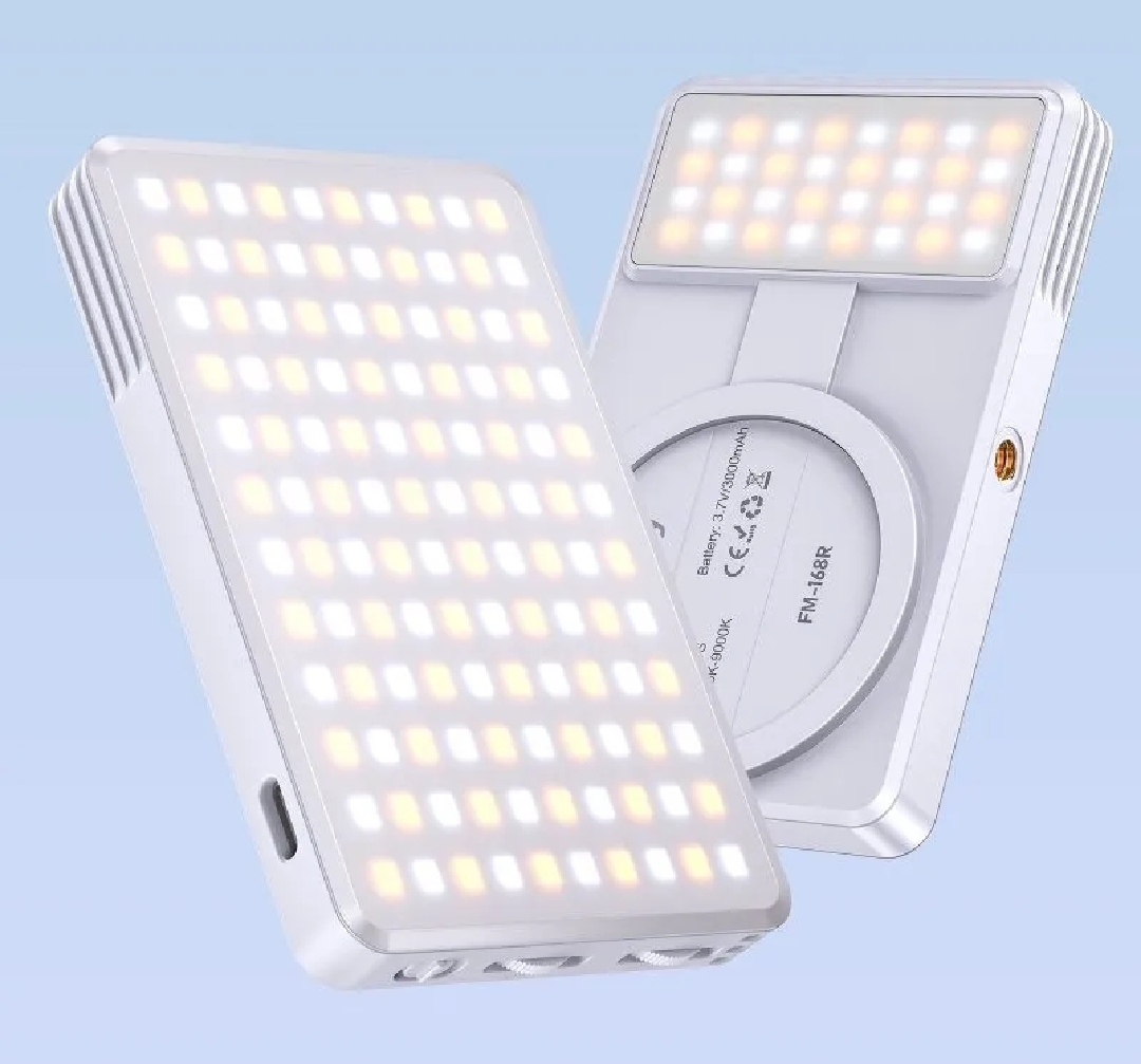 Jmary FM-168R Magnetic Fill Light | LED Photography Video Light | Portable Selfie Light with Adjustable Brightness | Magnetic Clip Light for Vlogging, Makeup & Content Creation|Qajj Mobile