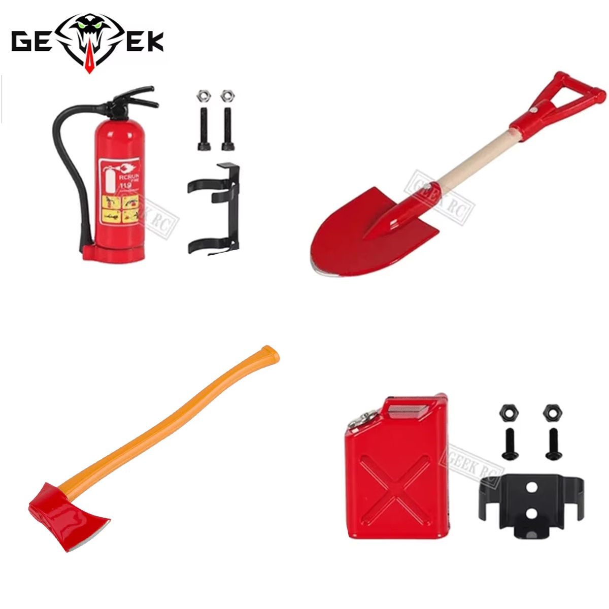 1/10 Scale RC Car Toy Metal Fire Extinguisher Axe Shovel Jerry Can for SCX10 TRX4 TRX6 RGT86100 WLP D12 MN 99S ZP1001