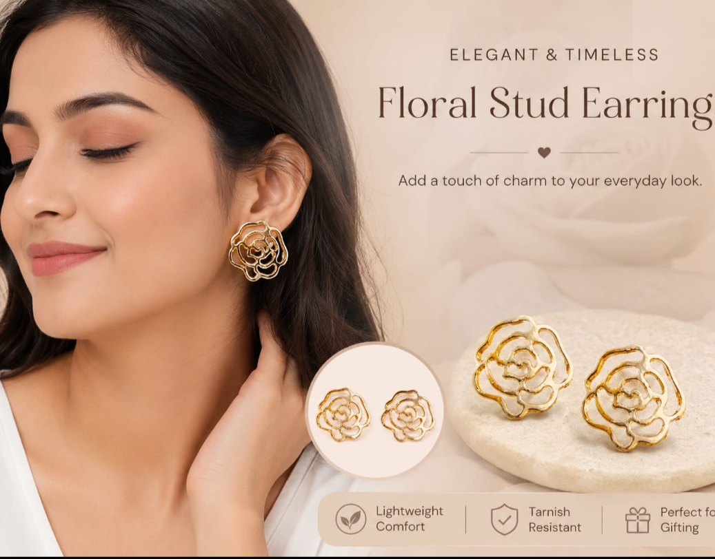 Stylish Fancy Stud Earrings For Women - Combo of 2 Pairs (Gold & Silver), one size