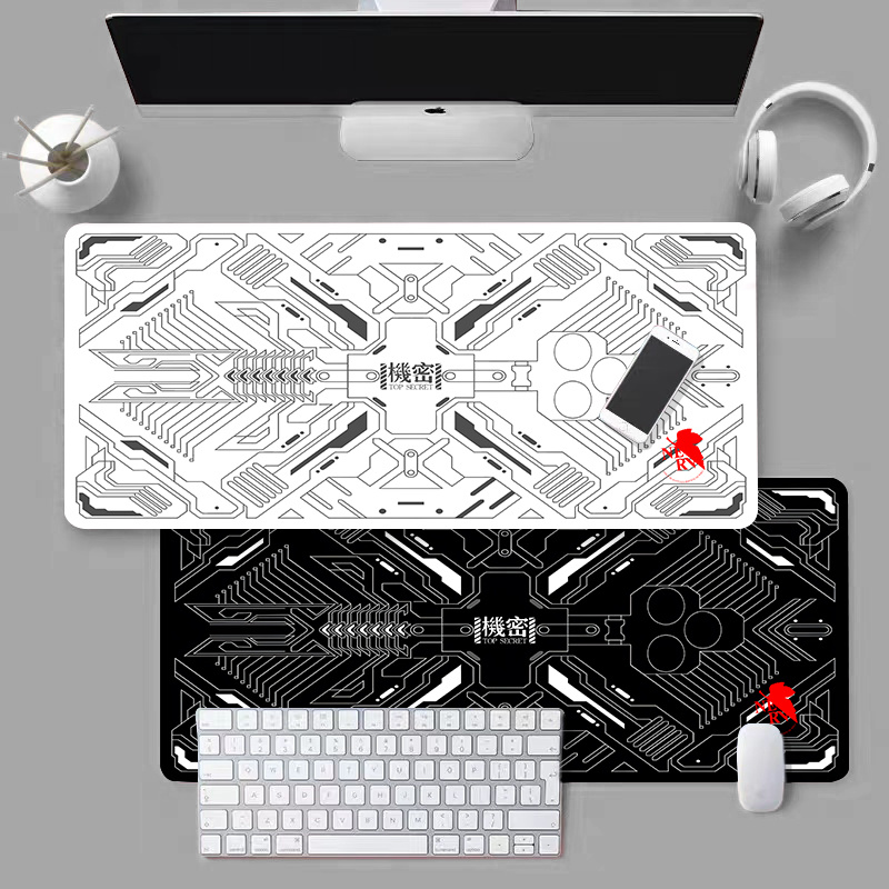 Cyberpunk Tech Circuit Board Extended Desk Pad Top Secret Large Gaming Tech Circuit Pattern Waterproof Smooth Surface Mouse Pad