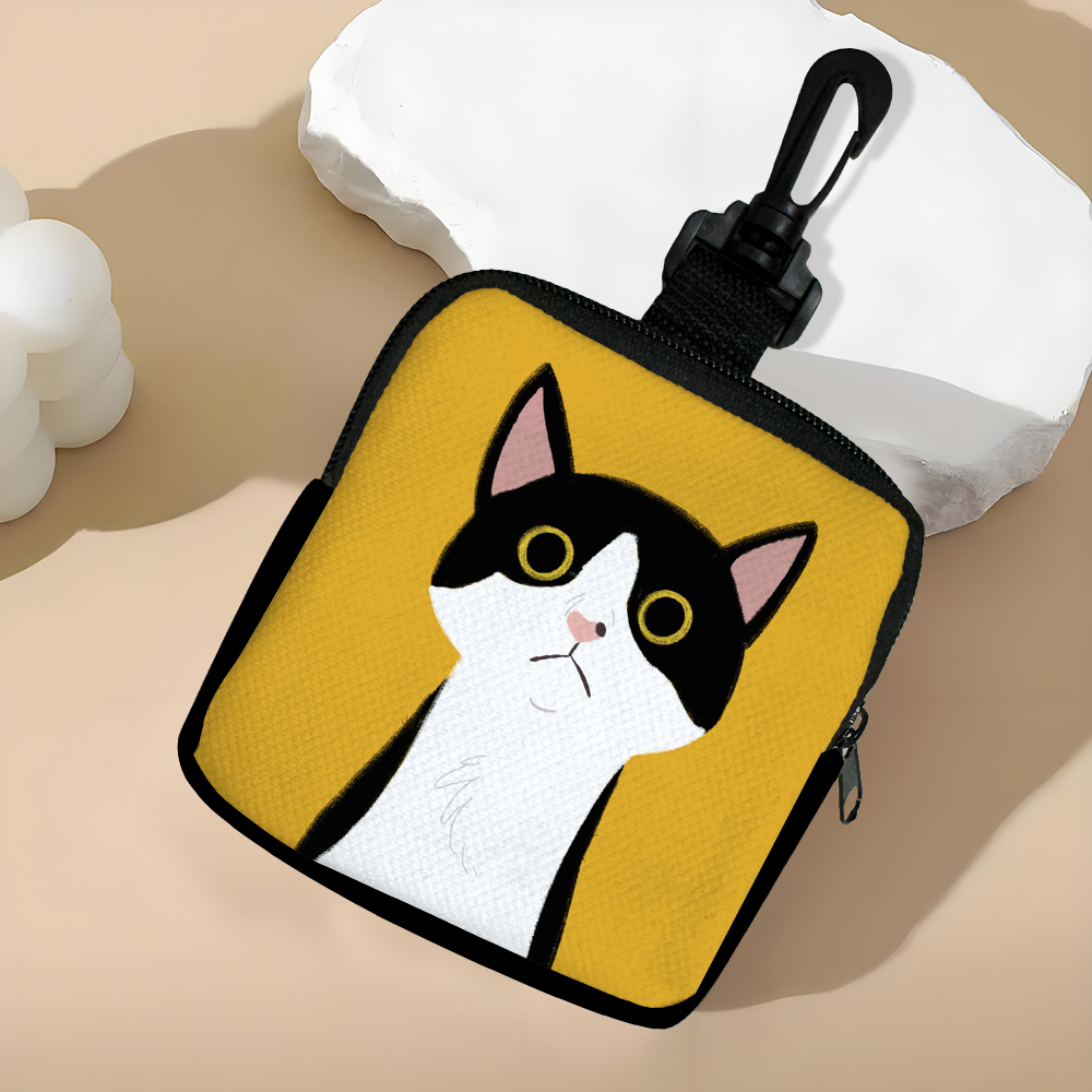 1pc Yellow Cat Pattern Printing Large Capacity Coin Wallet Waterproof Digital Coin Wallet Storage Bag, Ideal Choice for