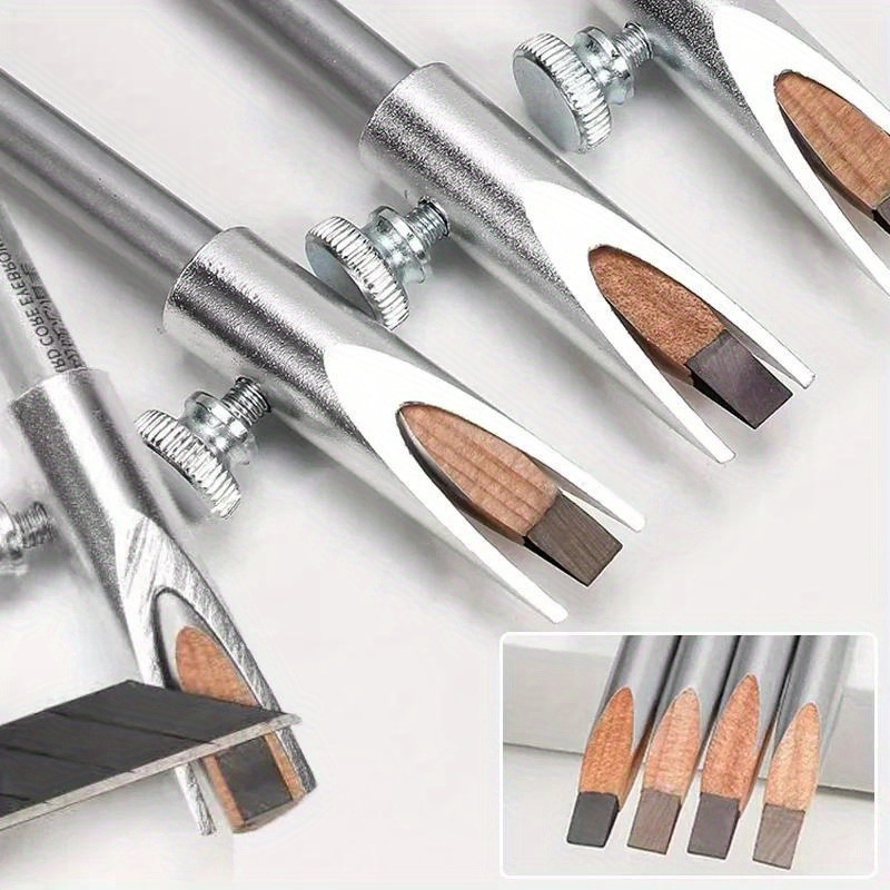 1/2Pcs Adjustable Aluminum Alloy Eyebrow Pencil Sharpener Tool - Manual Drawing Pen Knife with Secure Clamp for Beginners