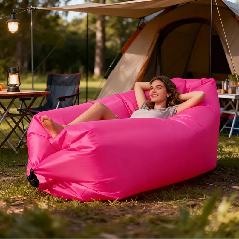 Outdoor Inflatable Lazy Sofa 9 Colors Portable Air Mattress Sleeping Bag Couch for Picnic Beach Camping Garden Single Person - image 1