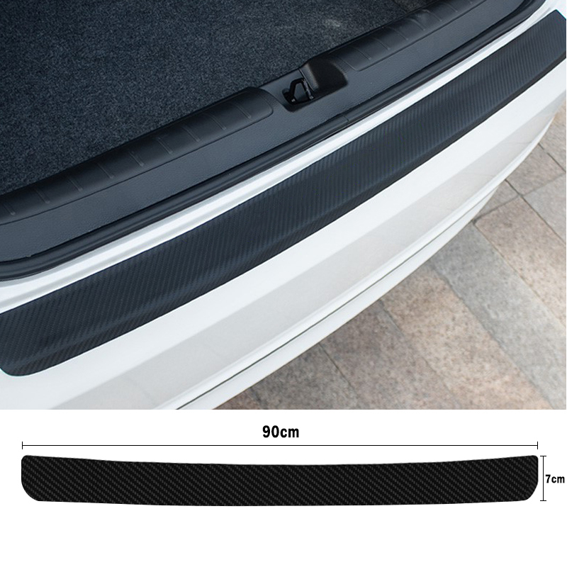 New Universal Leather Door Sill Protection Strip Imitation Carbon Fiber Auto Trunk Decoration Car Rear Bumper Protection Strip