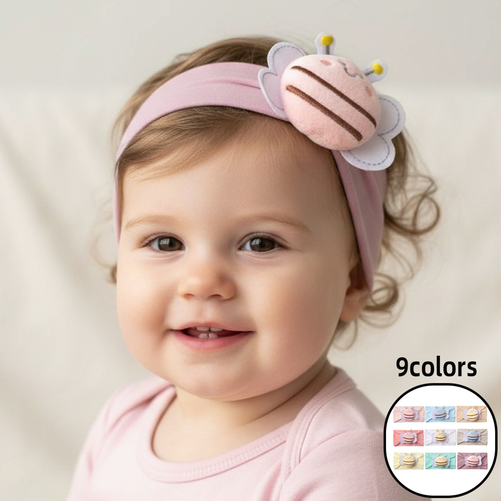Cute Princess Girls Nylon Headband New Baby Soft Spot Protection Little Bee Infant Hair Accessory Solid Color