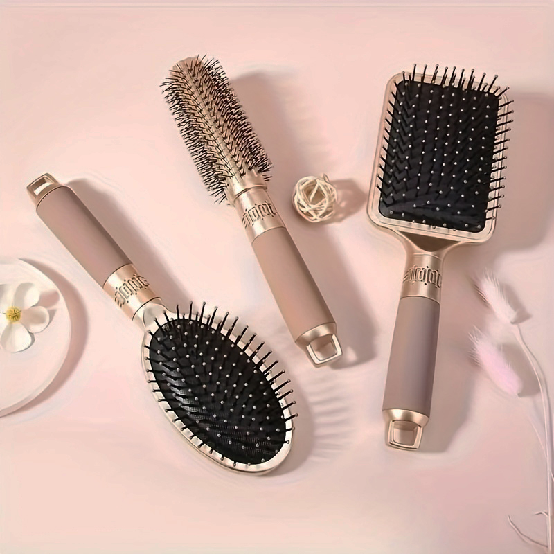 3pcs/1pc/ Golden hair comb, ABS plastic handle, dry and wet dual-purpose, unisex hair care and styling tool set