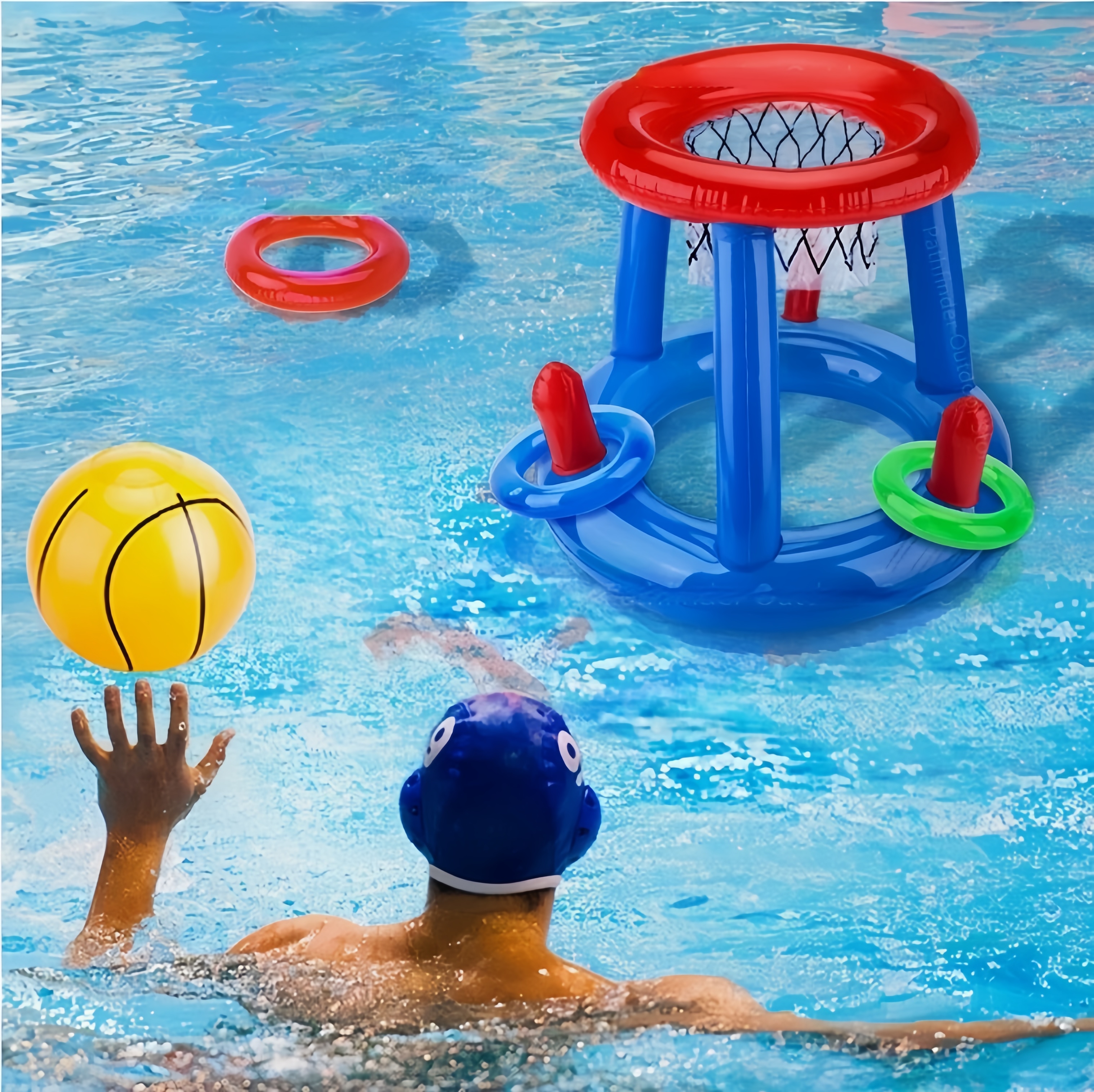 Swimming Pool Toy Game Set, Swimming Pool Basketball Circle Inflatable Cross Ring Throwing Game
