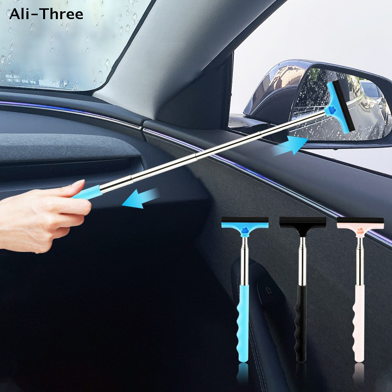 1PCS Portable Mini Car Rearview Mirror Wiper Telescopic Squeegee Auto Glass Cleaner Water Rod - Automotive Cleaning Tool