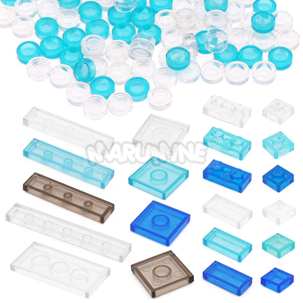MARUMINE Transparent MOC Building Blocks Brick Parts Tile Plate Base Accessories Compatible with 98138 3070 3069 3023 3024 2431