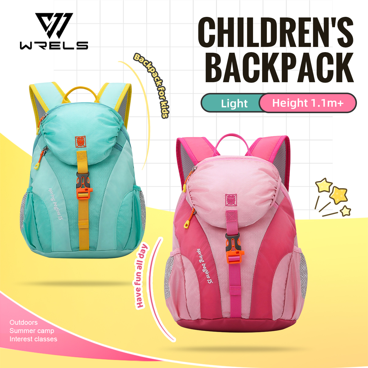WRELS Children's Outdoor Sports Climbing Backpack Large Capacity Backpack Waterproof Folding Ultra-light Traveling Schoolbag