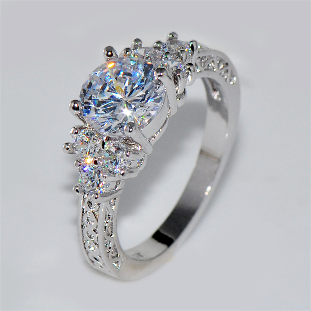 Luxury Female Crystal Blue Oval Zircon Stone Engagement Ring Vintage Yellow Gold Color Wedding Jewelry For Women