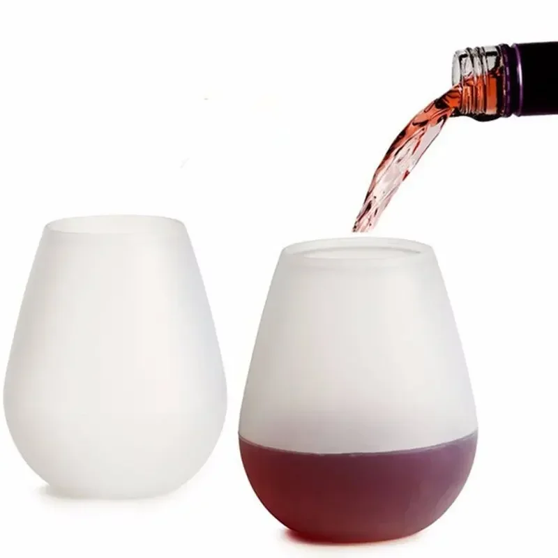1Piece Silicone Glasses 12oz Red Silicon Cups Durable Shatterproof Drinkware for Camping BBQ