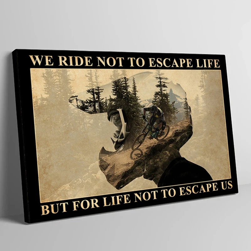 Vintage Poster Mountain Bike Mtb Ride To Escape Life Downhill Biking Wall Art Picture Print Cuadros Canvas Painting Home Decor