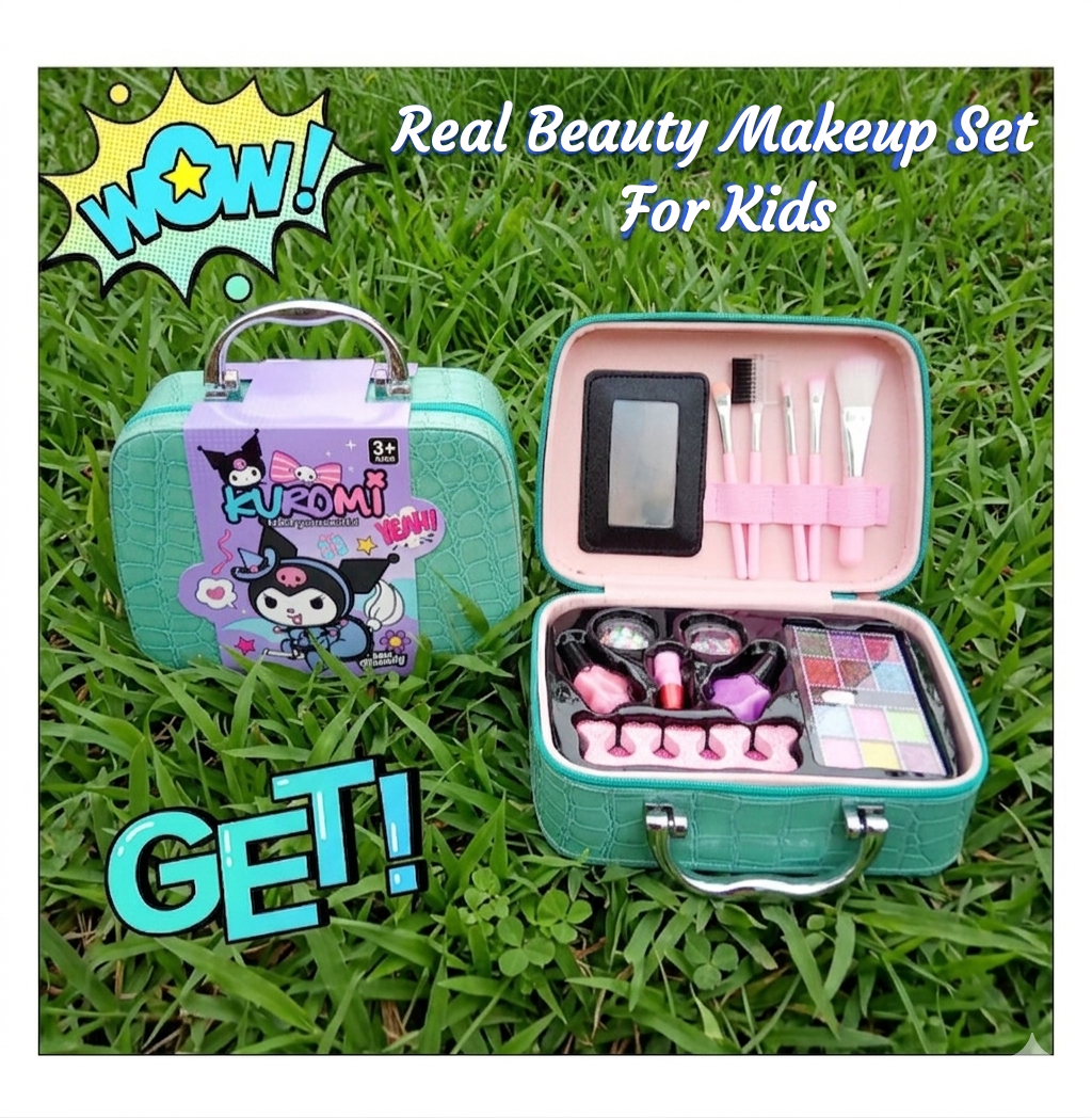 Beauty Makeup Set Real with Bag for Kids