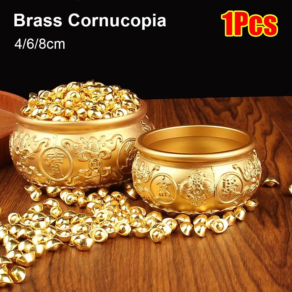 1Pcs Fortunate Brass Cornucopia Good Luck Magical Power Treasure Bowls 4/6/8cm Attract Wealth Desktop Small Ornament Home Decor