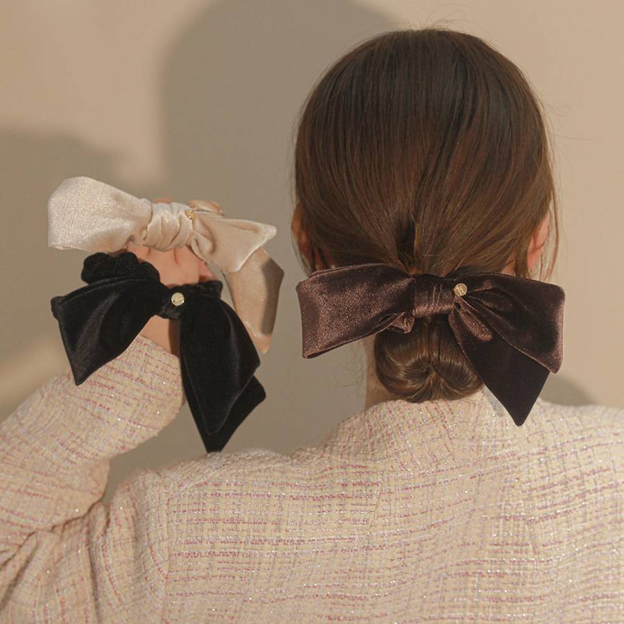 1pc New Elegant Velvet Bow Hair Ring, Simple and Classy Hair Tie for Women
