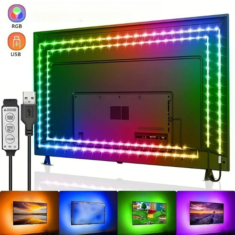 1set Led Lights for TV 3 Key Control Led Strip USB 5V Tape Lights for TV Backlight Home Party Decoration New