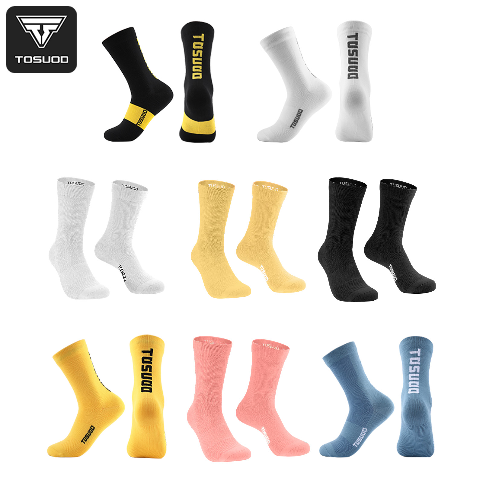 TOSUOD Premium High Tube Cycling Socks Breathable Moisture-Wicking Performance Socks For Road & Mountain Biking