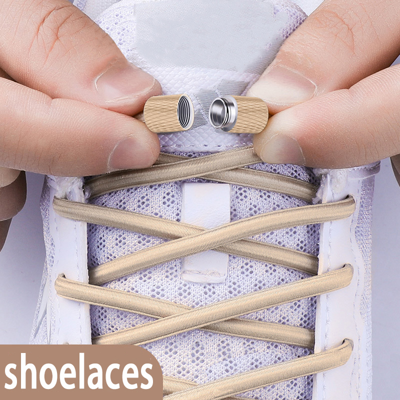 New Sneakers Canvas Shoes Quick on/Off Shoelaces Round Elastic Laces Metal Buckle Shoelace Kids Shoe Accessories