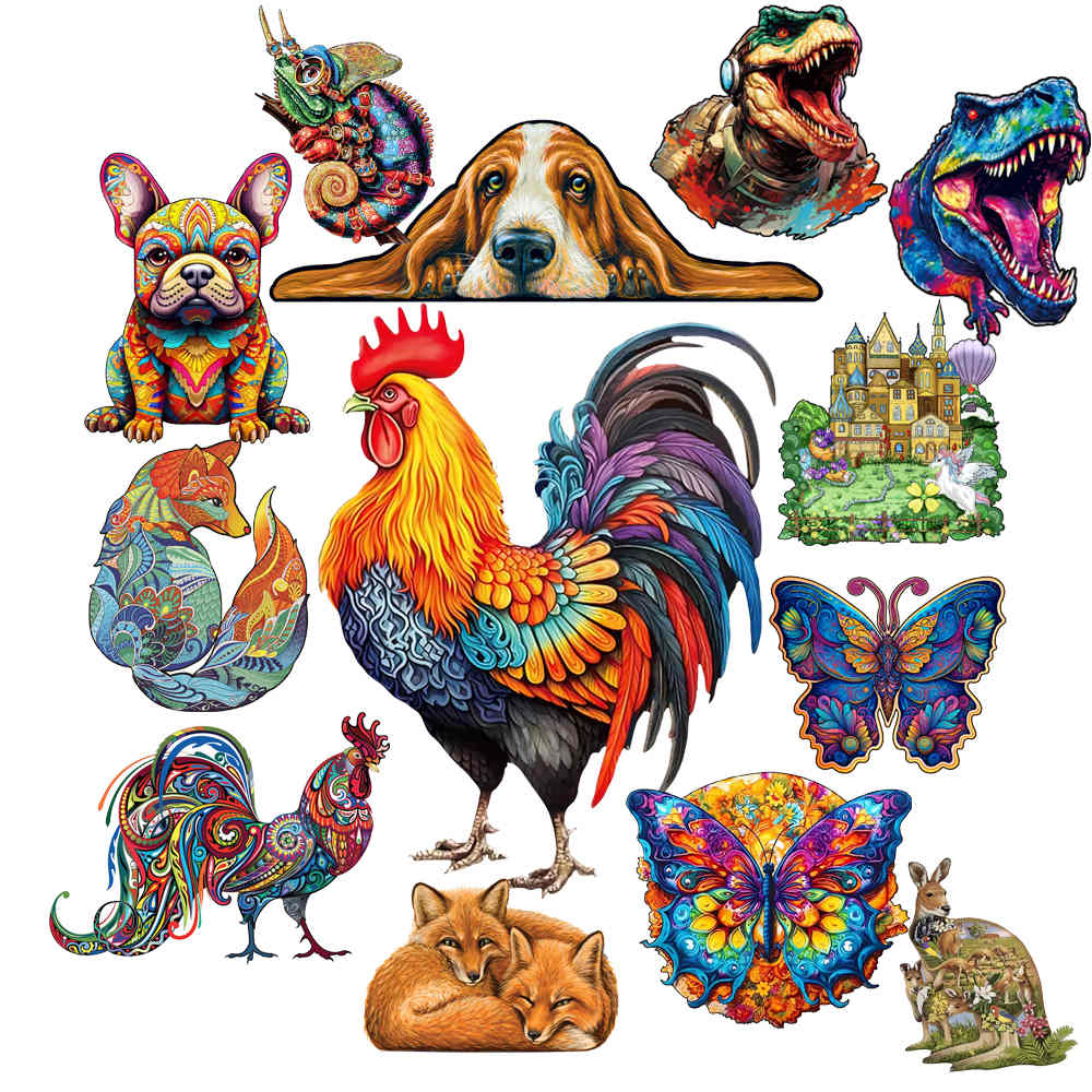 Dinosaur Wooden Jigsaw Puzzles Art Unique Butterfly Animal Shaped Puzzle Diy Leisure Game for Adults Kids Family Home Decor