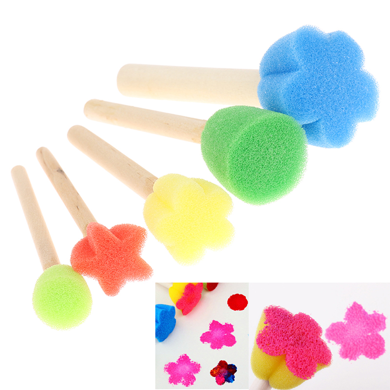 5pcs/Set Kids Toddler Sponge Stamp Brush Kits Flower Drawing Toys For Children Paint Art