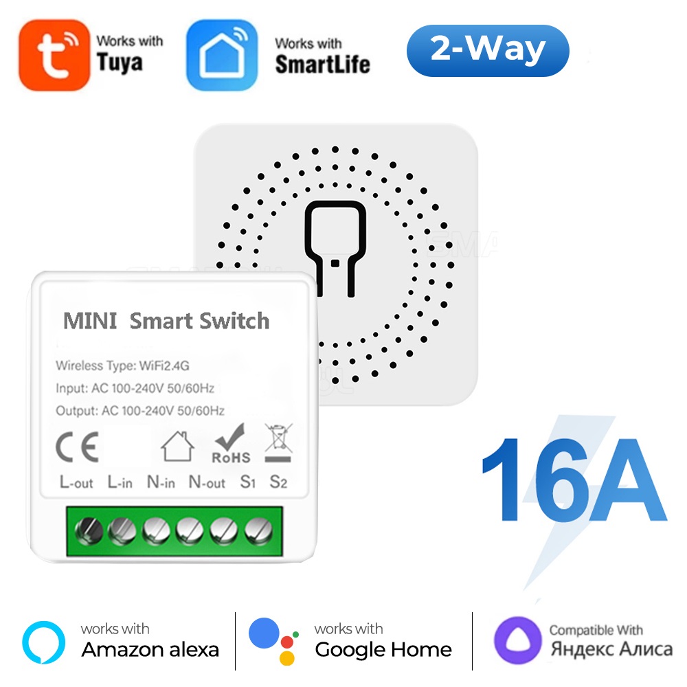16A Mini Smart Home WiFi Smart Switch Breaker Voice Control for Homekit Siri Alexa Alice with Power Monitor
