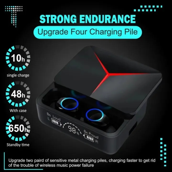 M90 Pro BT5.1 Bluetooth Earbuds True Wireless Headphones LED Light Display With Mic Noise-solation