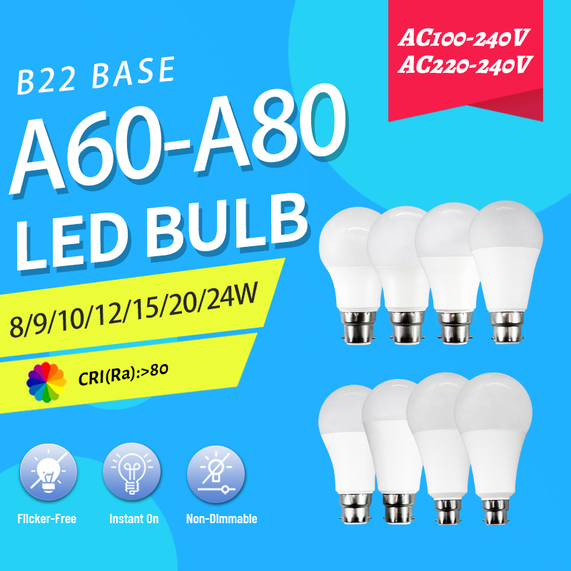 5-Pack A60 A80 LED Bulb Lamps E27 AC 220V Light Bulb Real Power 20W 18W 15W 12W 10W 9W 8W Lampada Living Room Home LED Illa