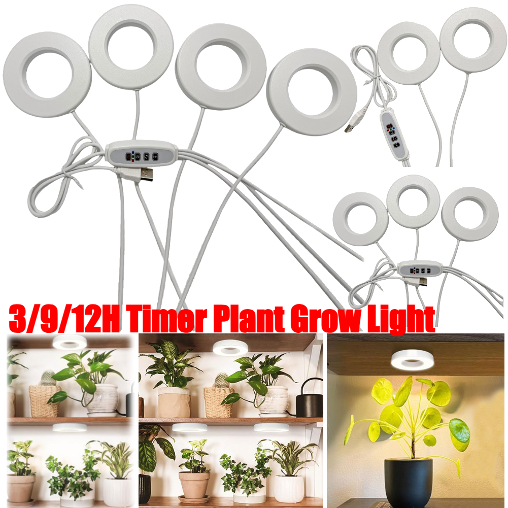 Full Spectrum LED Plant Light 4 Dimmable Levels Plant Growing Lamp Height Adjustable Under Cabinet Plant Lamp for Small Plants