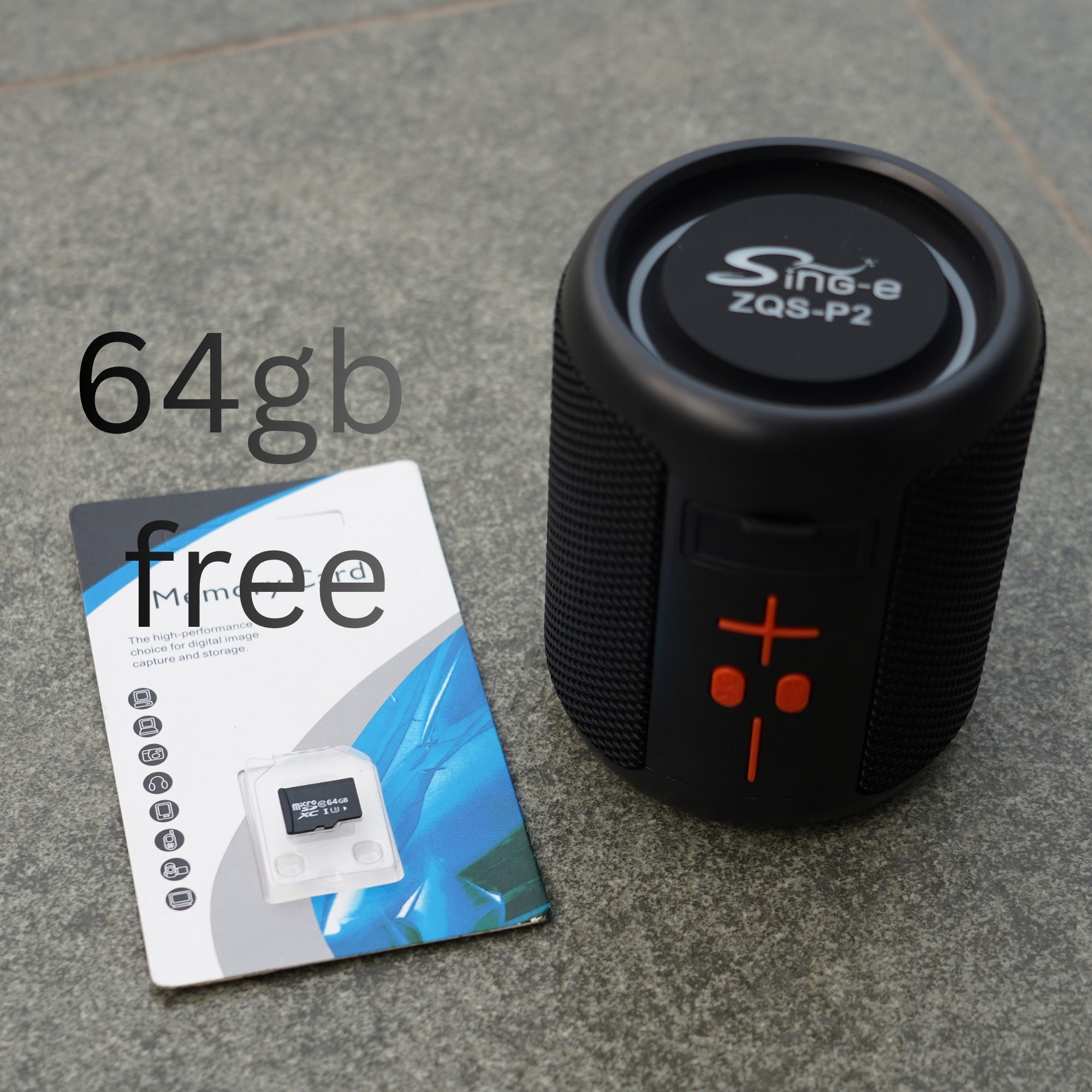 Sing-e ZQS-P2 Portable Bluetooth Speaker | IPX4 Water Resistant | Wireless Mini Speaker with Deep Bass | Rechargeable & Compact Design/free memory card