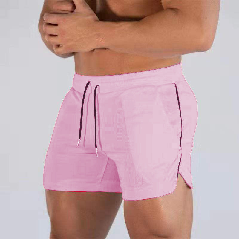 Sports Shorts Muscle New Big Size Solid Color Men's Quick Dry Marathon Running Three Thirds Fitness Beach Pants Quick Dry Mesh