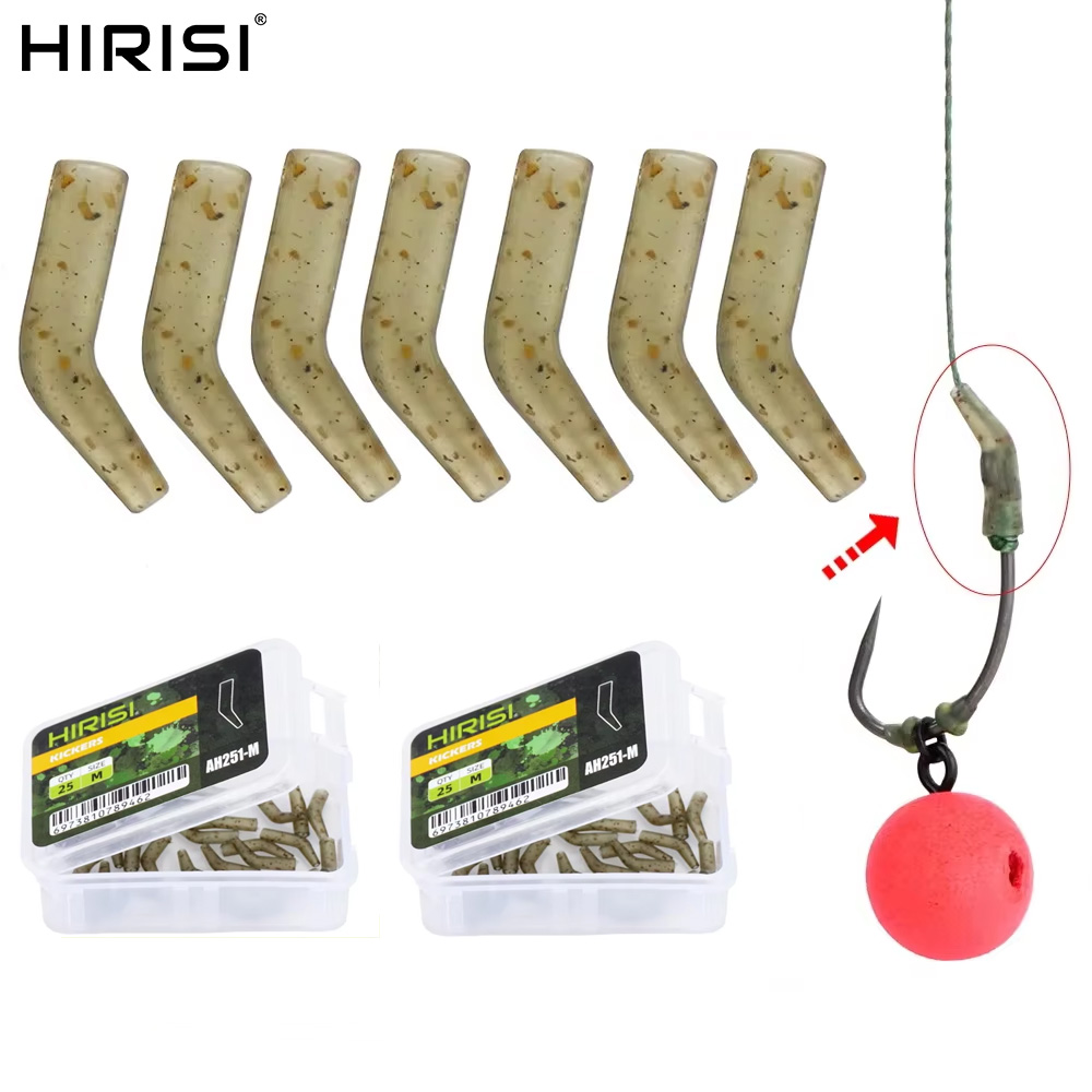 Hirisi 25pcs Carp Fishing Hook Kickers D Rig Kicker Aligners Hooks Sleeves Rigs Anti Tangle Sleeves Hook Aligner AH251